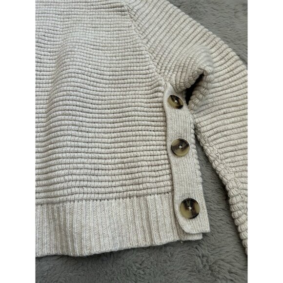 Madewell Tan Side-Button Turtleneck chunky knit sweater cotton wool size XXS - Picture 9 of 11